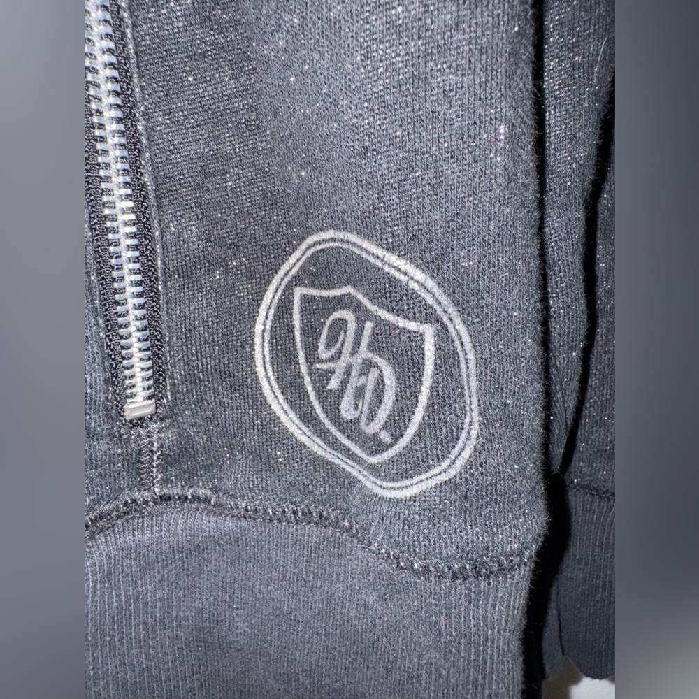 Harley Davidson zip-up moto hoodie pull over black metallic monogram Y2K fitted - Picture 5 of 6
